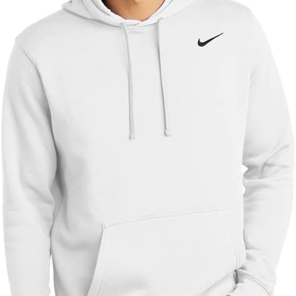 Nike Men's Hoodie Sweatershirt Pullover Club Cotton- White